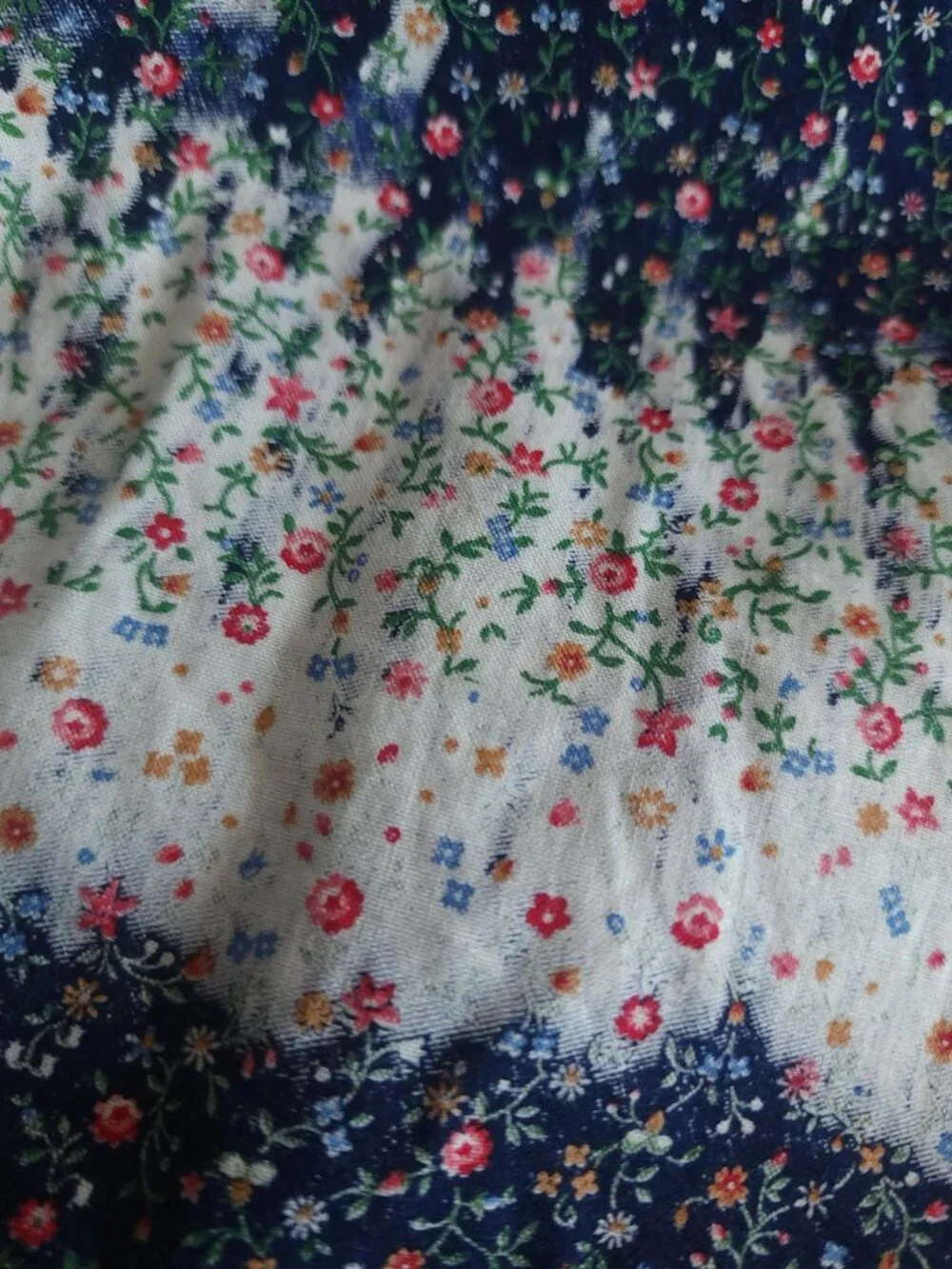 Vintage 1980s Blue Floral Calico Print Fabric, 4.5 Yards Cranston Print Works VI